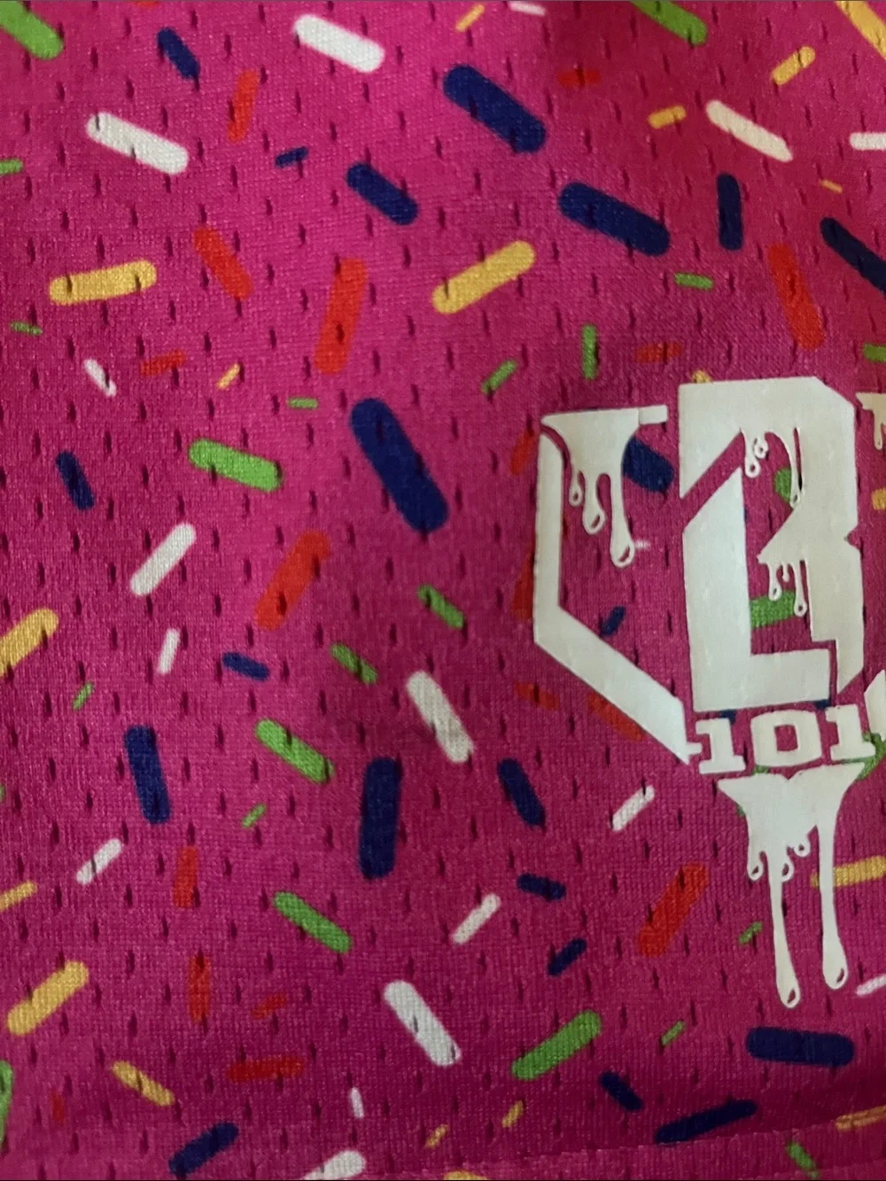 Kids Fuchsia Donut-Splash Athletic Shorts - Picture 2 of 3